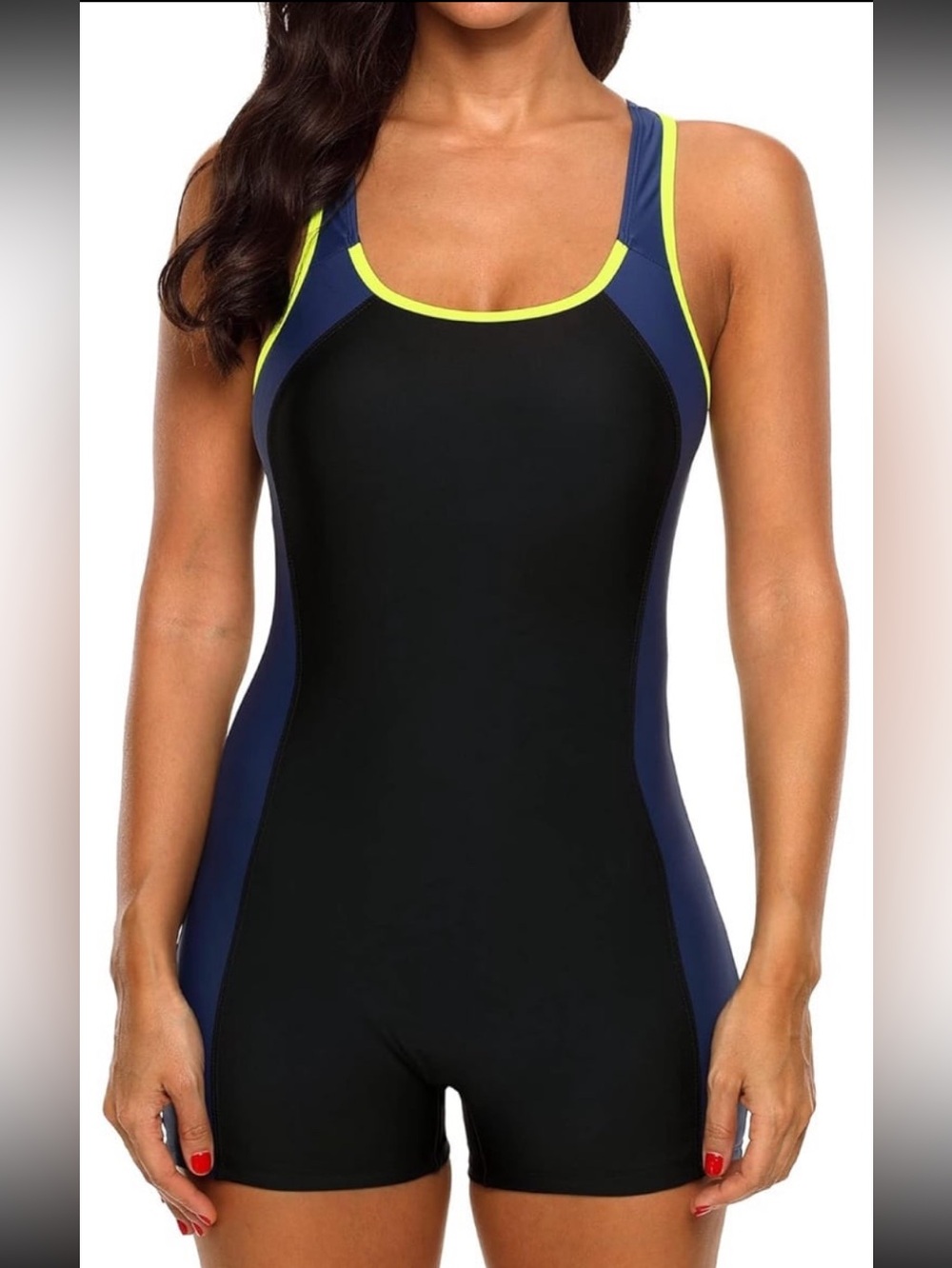 CharmLeaks Womens Boyleg Racerback One Piece Swimsuit Athletic NWT size XS